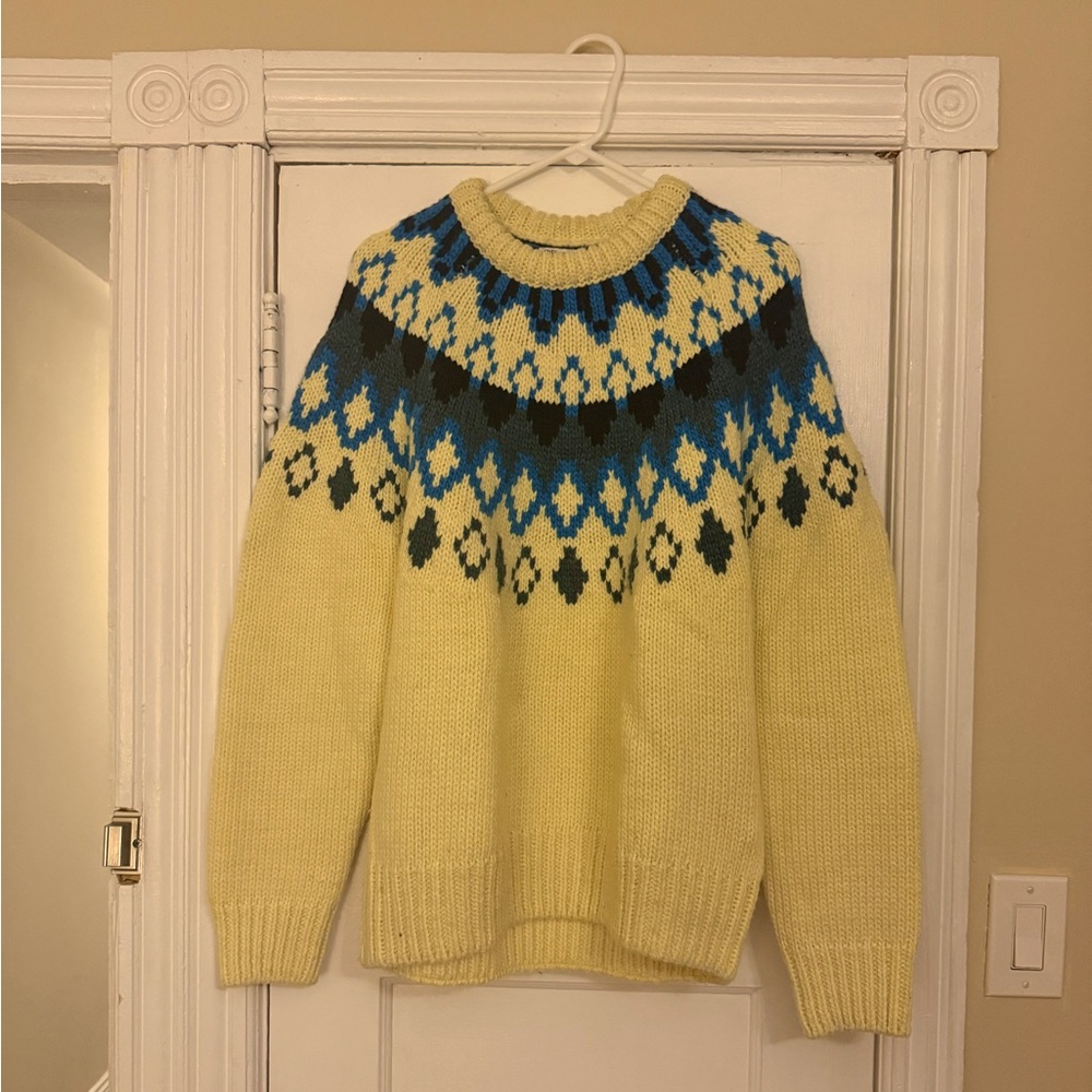 Zara Men's Sweater with Yellow and Blue Pattern